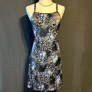 West Loop Black and Blue Floral Sundress